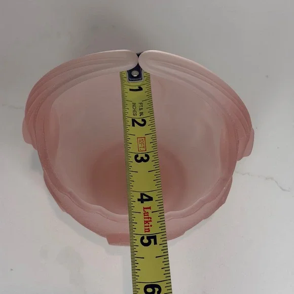 Vintage 1980s Lenox Imperial Pink Frosted Satin Glass Buttons & Bow Basket 5" - Picture 8 of 10